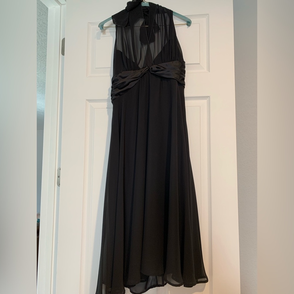 Little Black Midi Halter Dress
